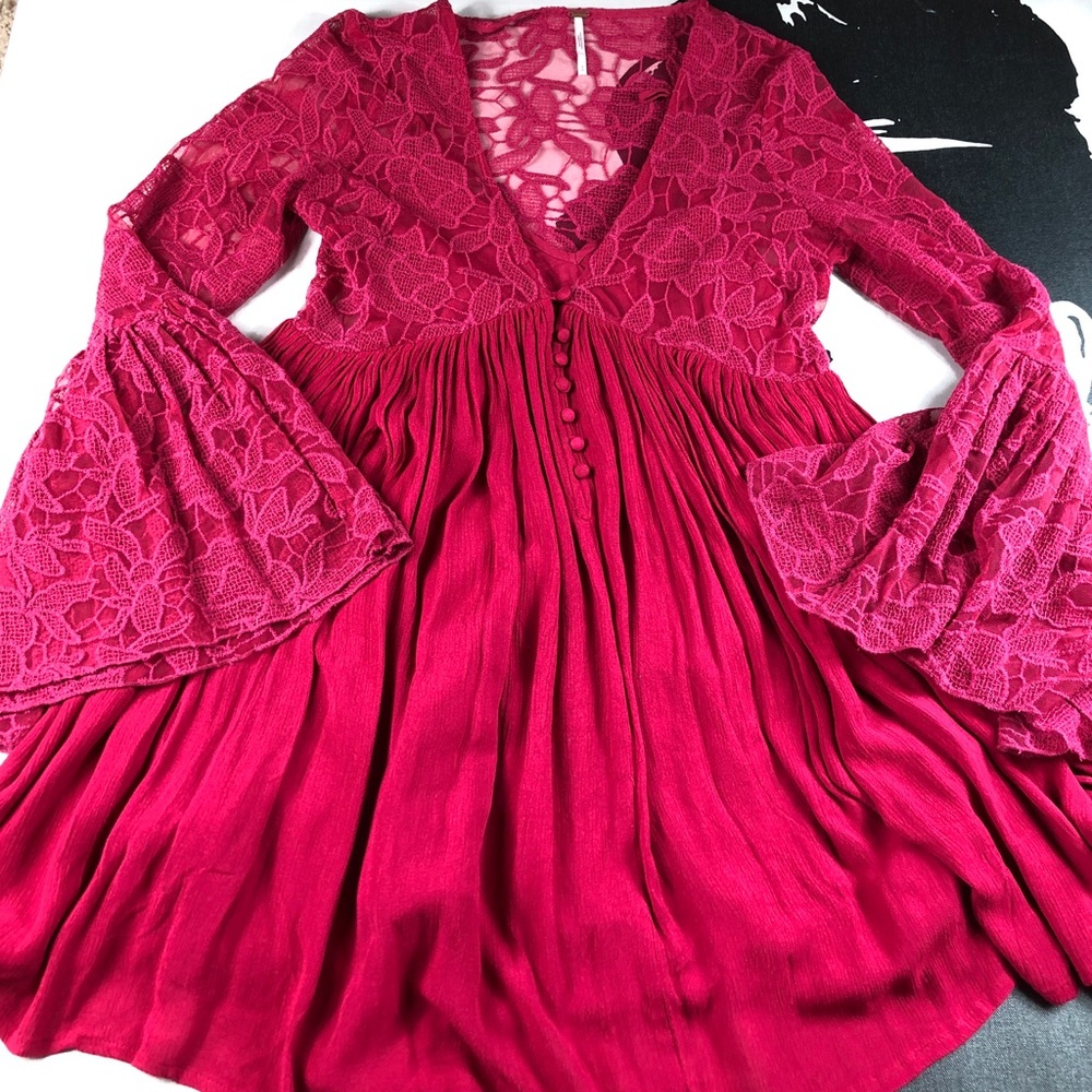 Free People w/ Love From India Fuchsia Pink Dress